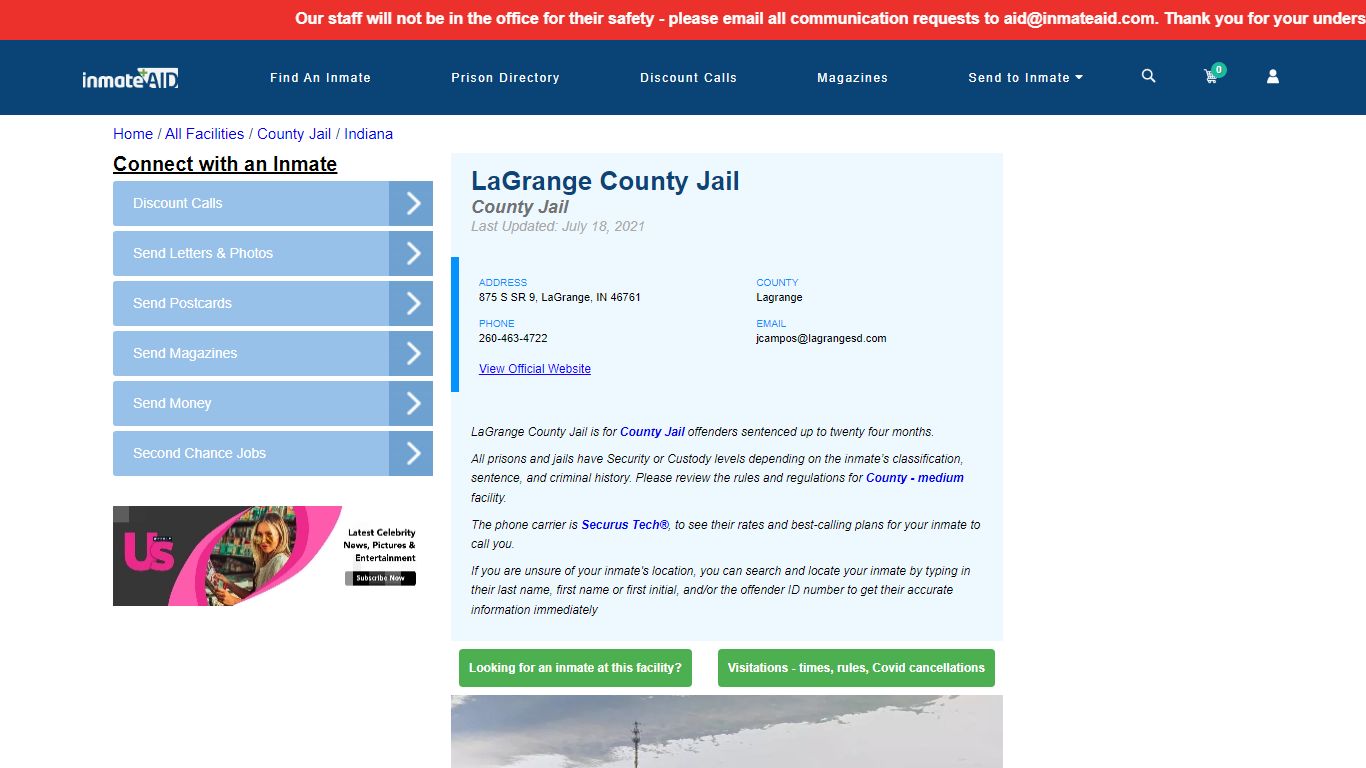 LaGrange County Jail - Inmate Locator - LaGrange, IN