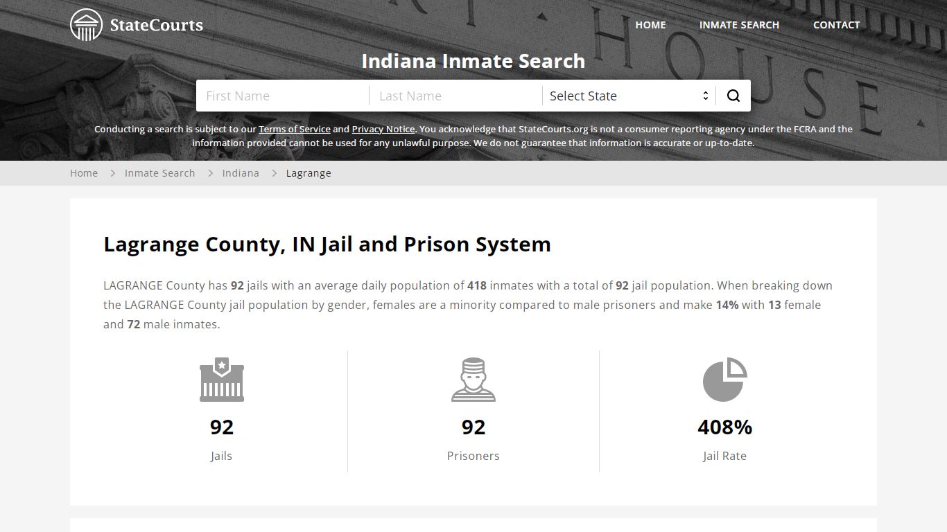 Lagrange County, IN Inmate Search - StateCourts