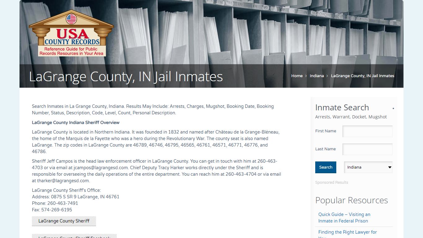 LaGrange County, IN Jail Inmates | Name Search